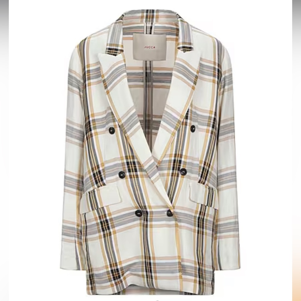 JUCCA Suit Jacket In Ivory Striped Double Blazer Women’s Long Sleeve Sz42, US 10